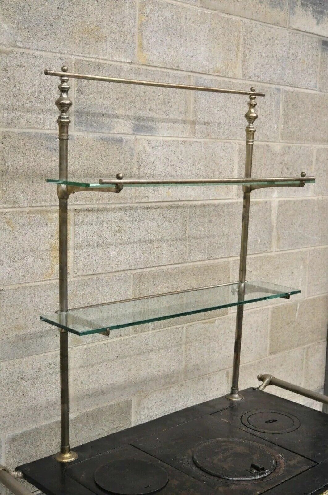 European French or Belgium Cast Iron Art Nouveau Tile Wood Coal Burning Stove