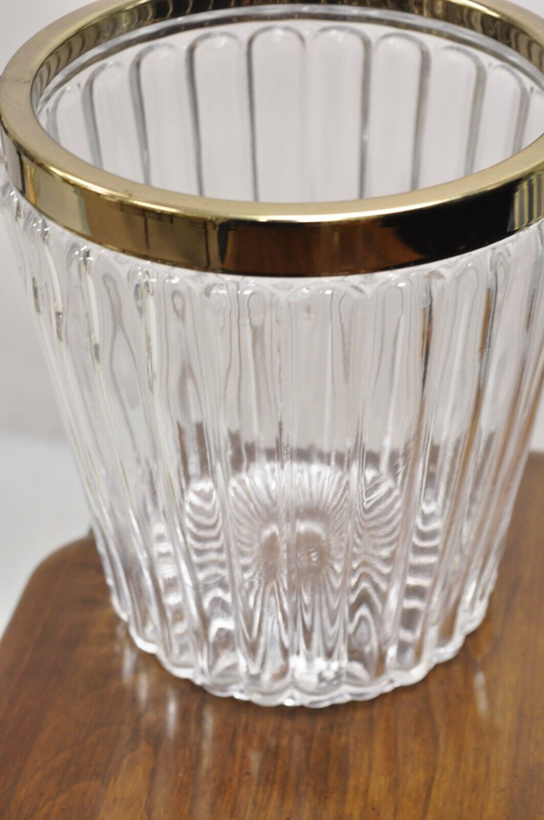 Hollywood Regency Modern Brass Glass Champagne Wine Chiller Ice Bucket on Stand