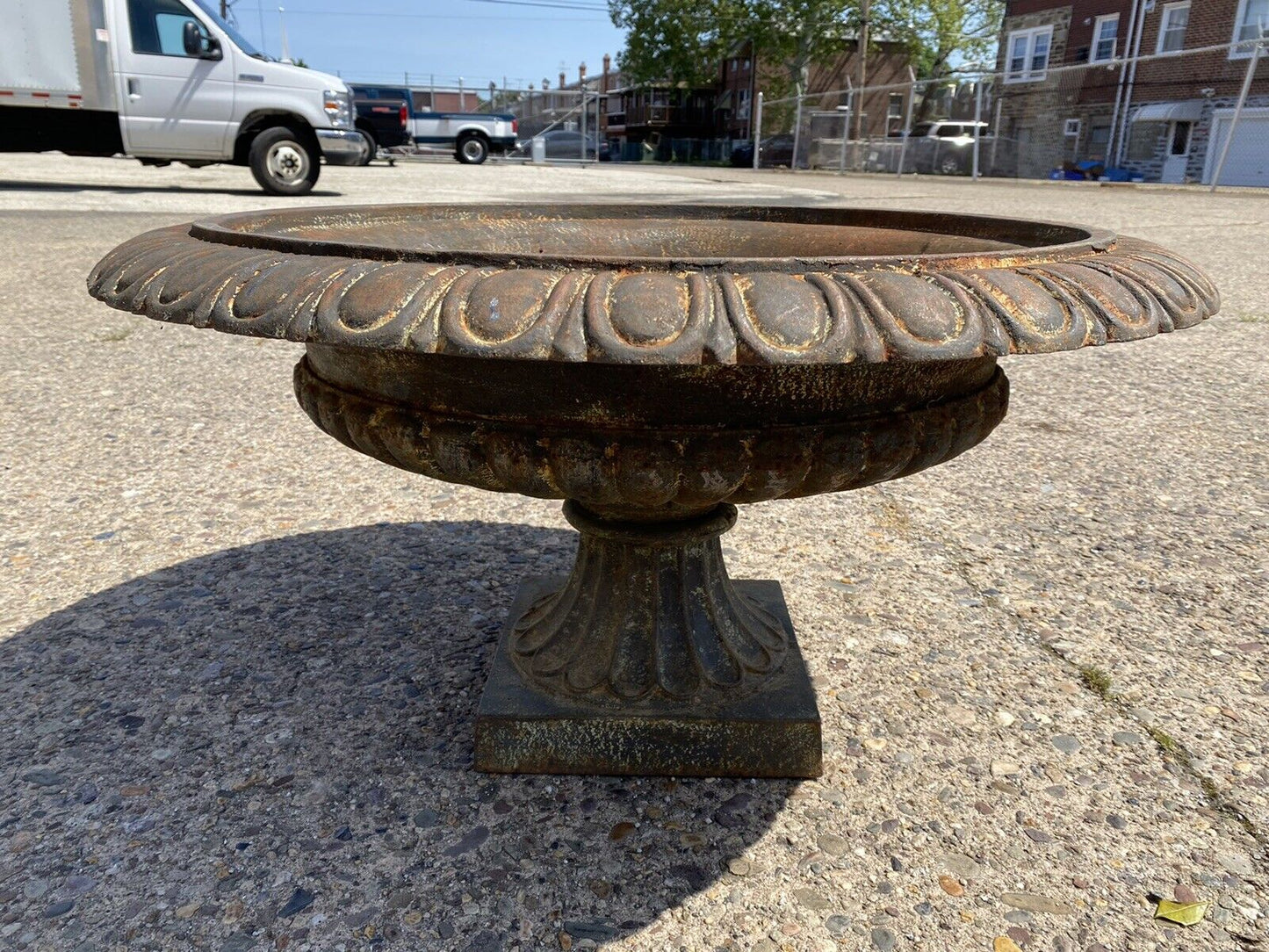 Cast Iron Low and Wide 38" Round French Classic Style Outdoor Garden Urn Planter