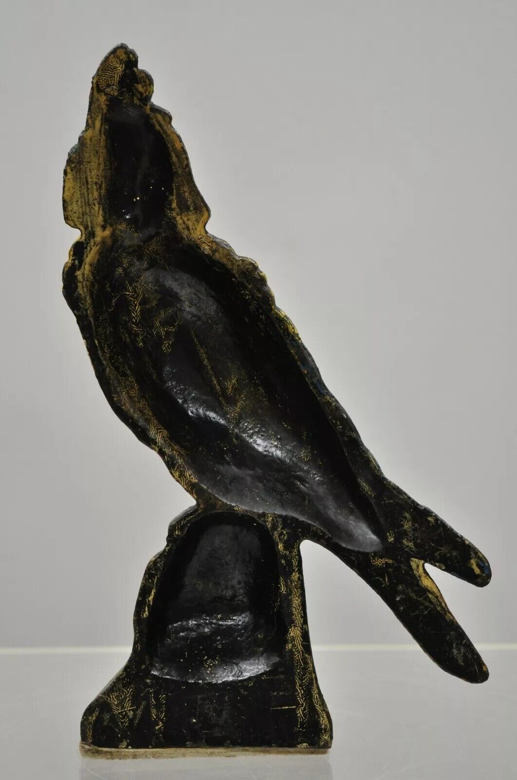 Antique Cast Iron Hand Painted 12" Cockatoo Parrot Figurine Doorstop Bookend