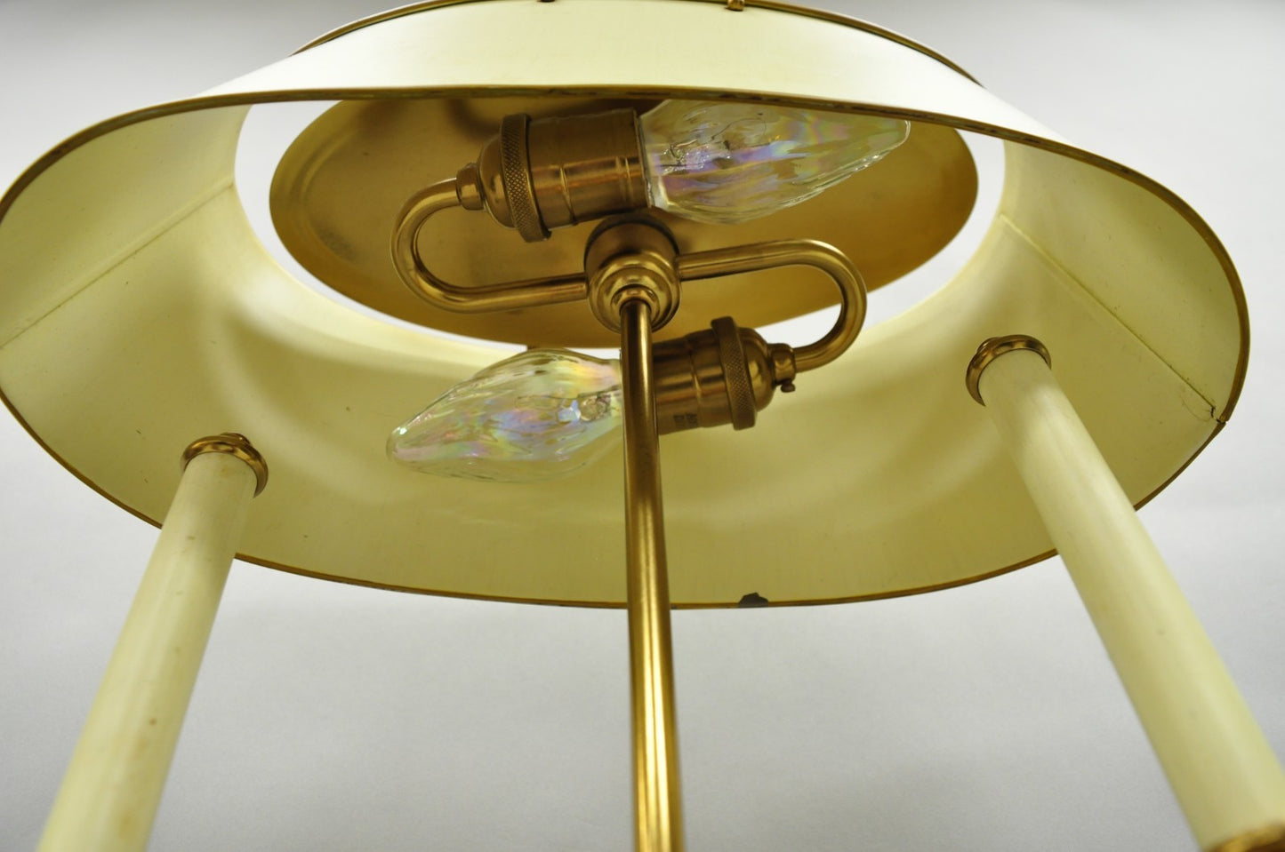 Vintage French Empire Brass Tole Metal Candlestick Bouillotte Desk Table Lamp