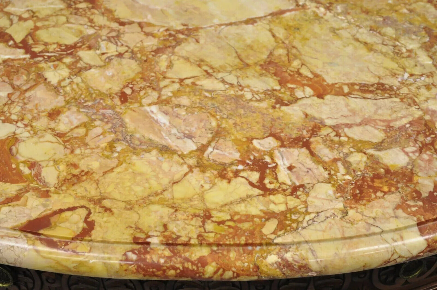 French Renaissance Louis XV Marble Top Marquetry Inlay Sideboard Buffet Commode