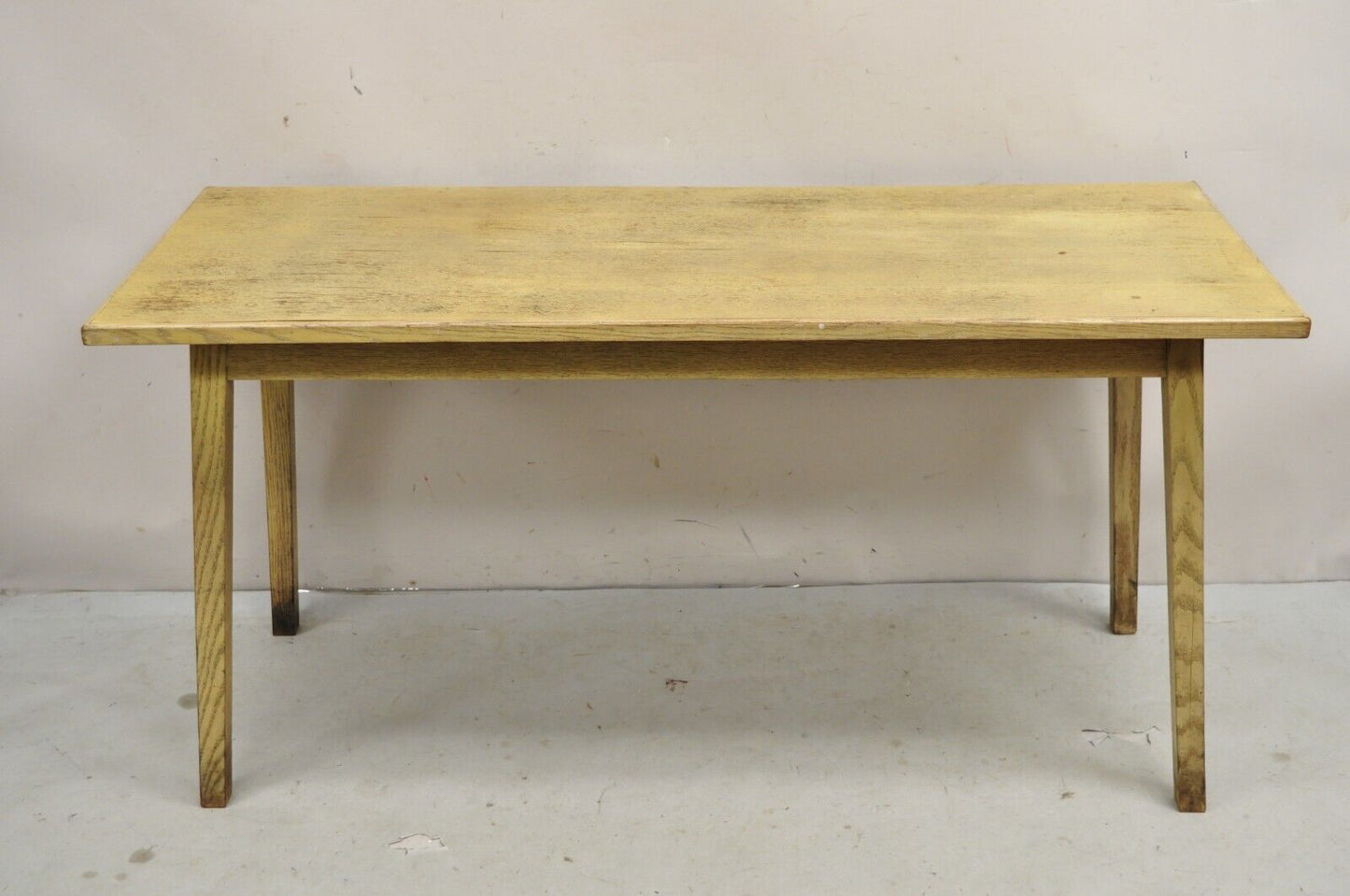 Vintage Mid Century Modern Bleached Mahogany Long Narrow Dining Potting Table