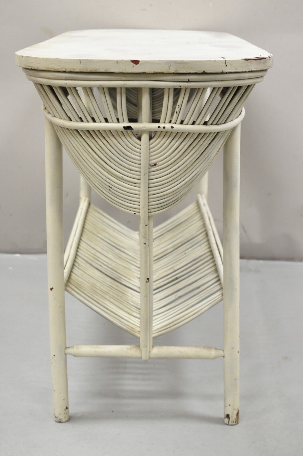 Antique Victorian Bentwood Sculptural Wicker Rattan Sunroom Console Hall Table