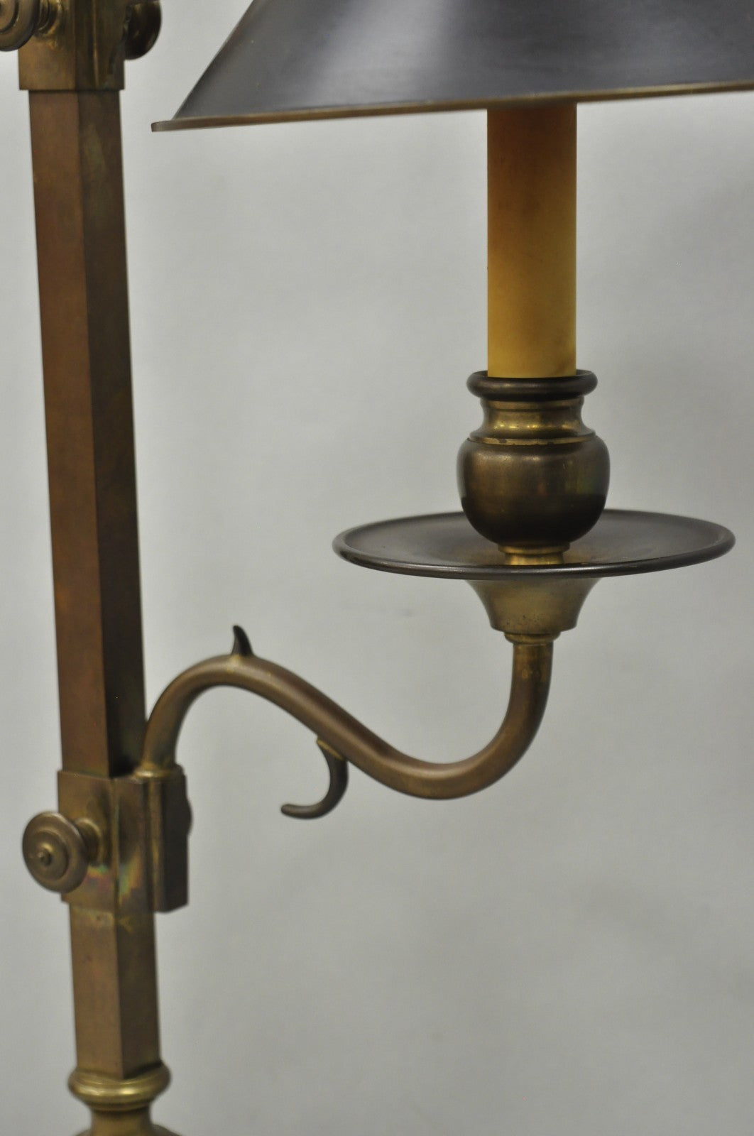 Vintage Chapman French Country Patinated Brass Branch Candlestick Desk Lamp