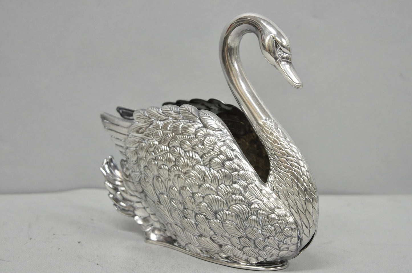 Vintage Art Nouveau Godinger Italy Silver Plated Swan Bird Napkin Letter Holder