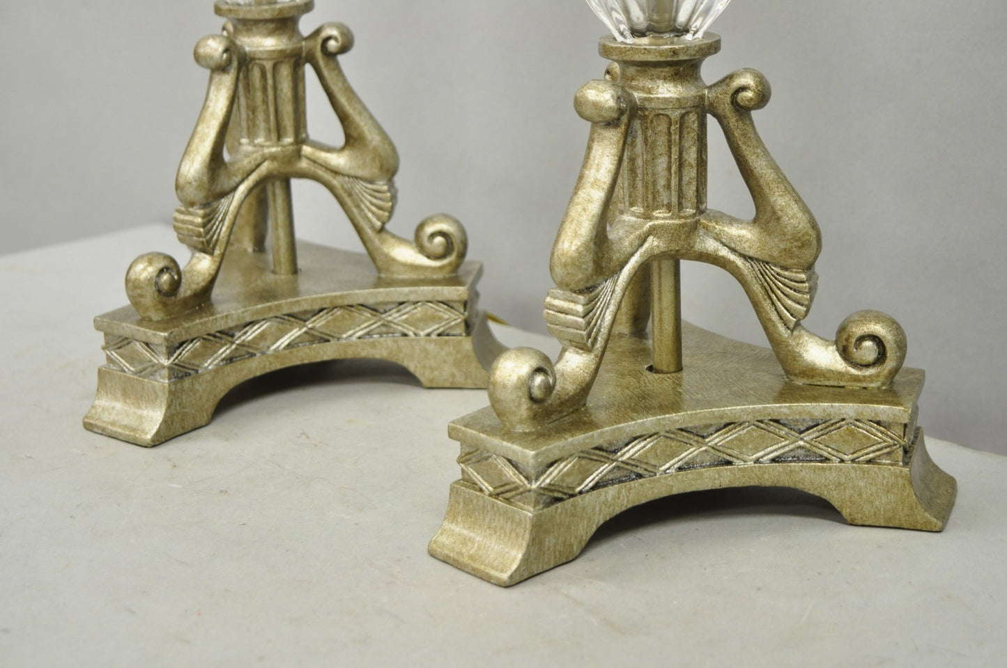 Contemporary Tuscan Mediterranean Style Glass and Resin Table Lamps - a Pair