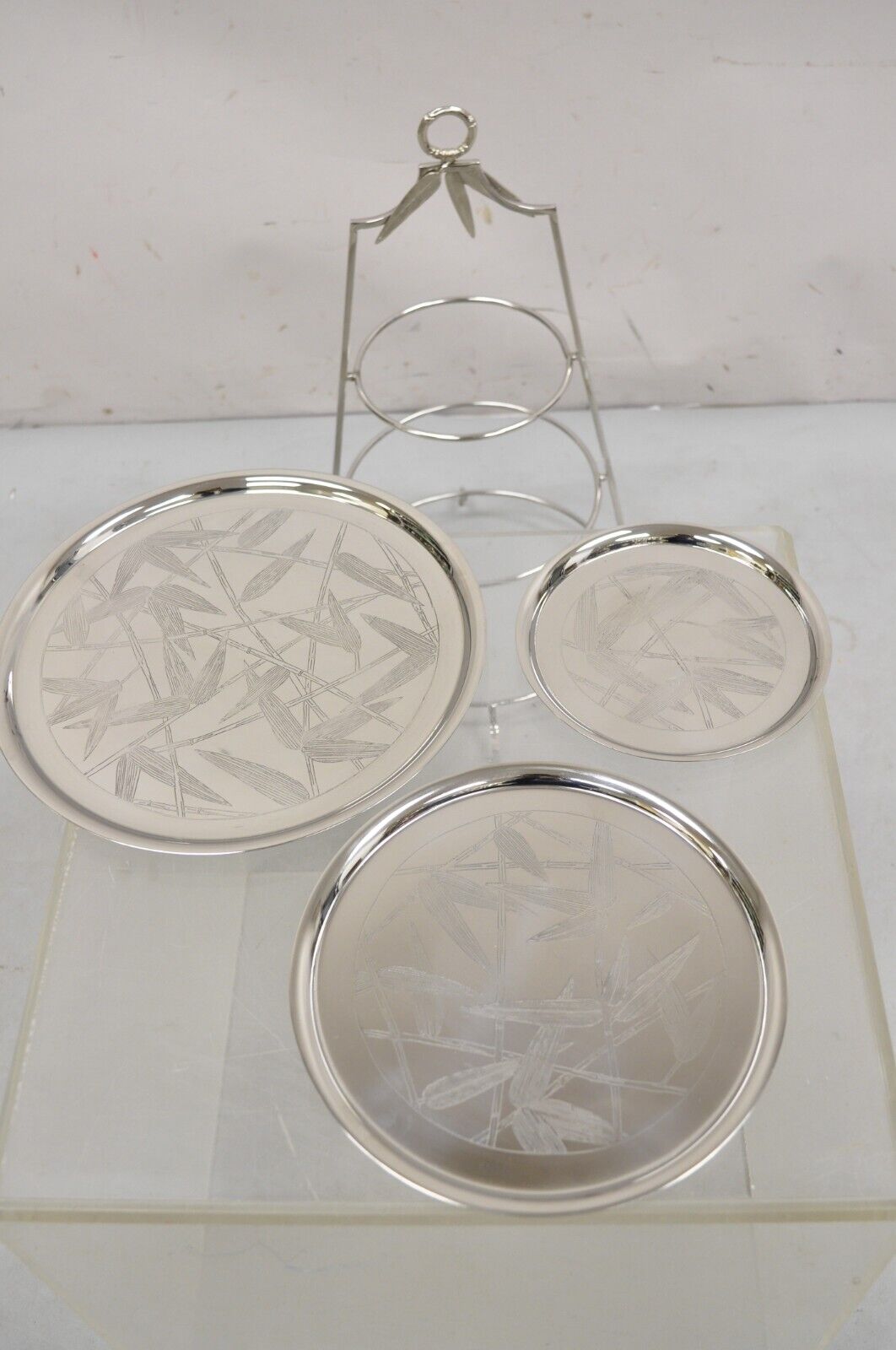 Michael Aram Hollywood Regency Silver Plated 3 Tier Pastry Display Stand