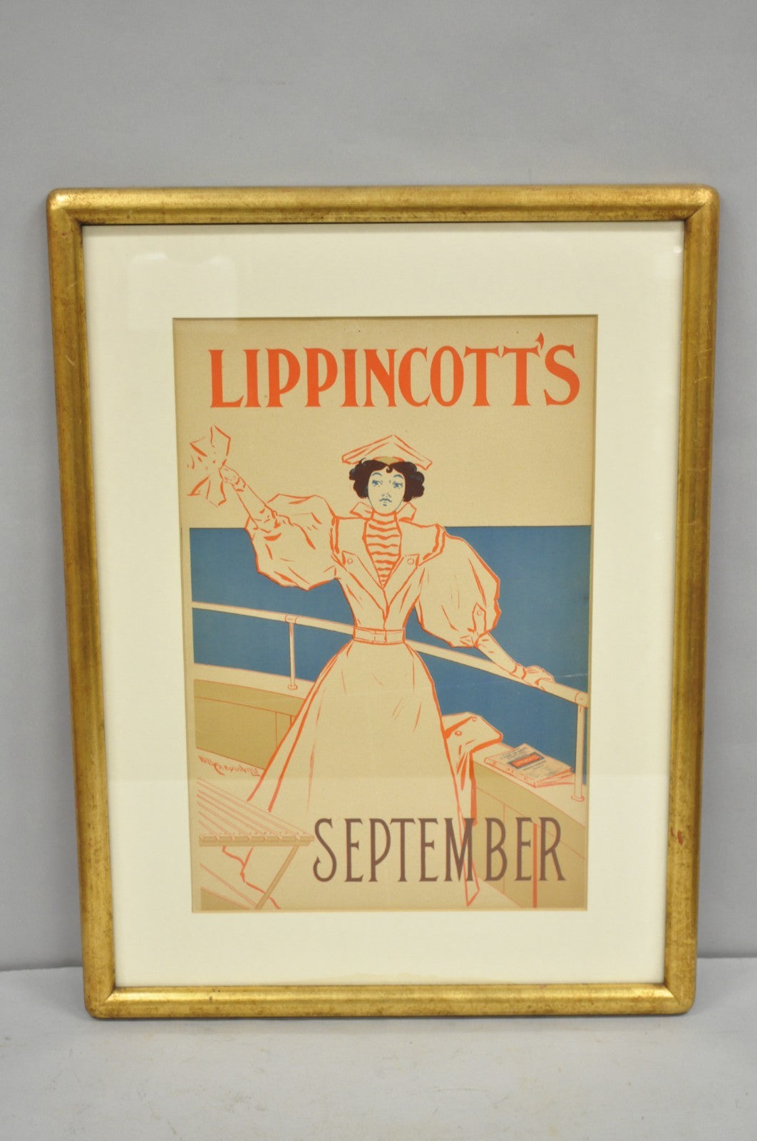 Art Deco Will Carqueville Lippincott's "September" Framed Lithograph Print