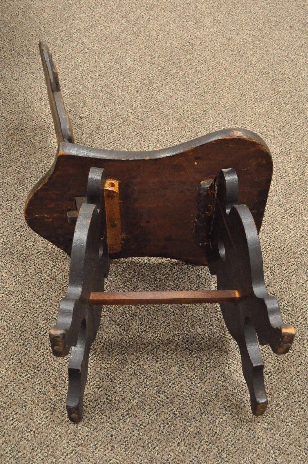 Antique Medieval Gothic Hand Carved Wood Figural Musician Bard Tavern Side Chair