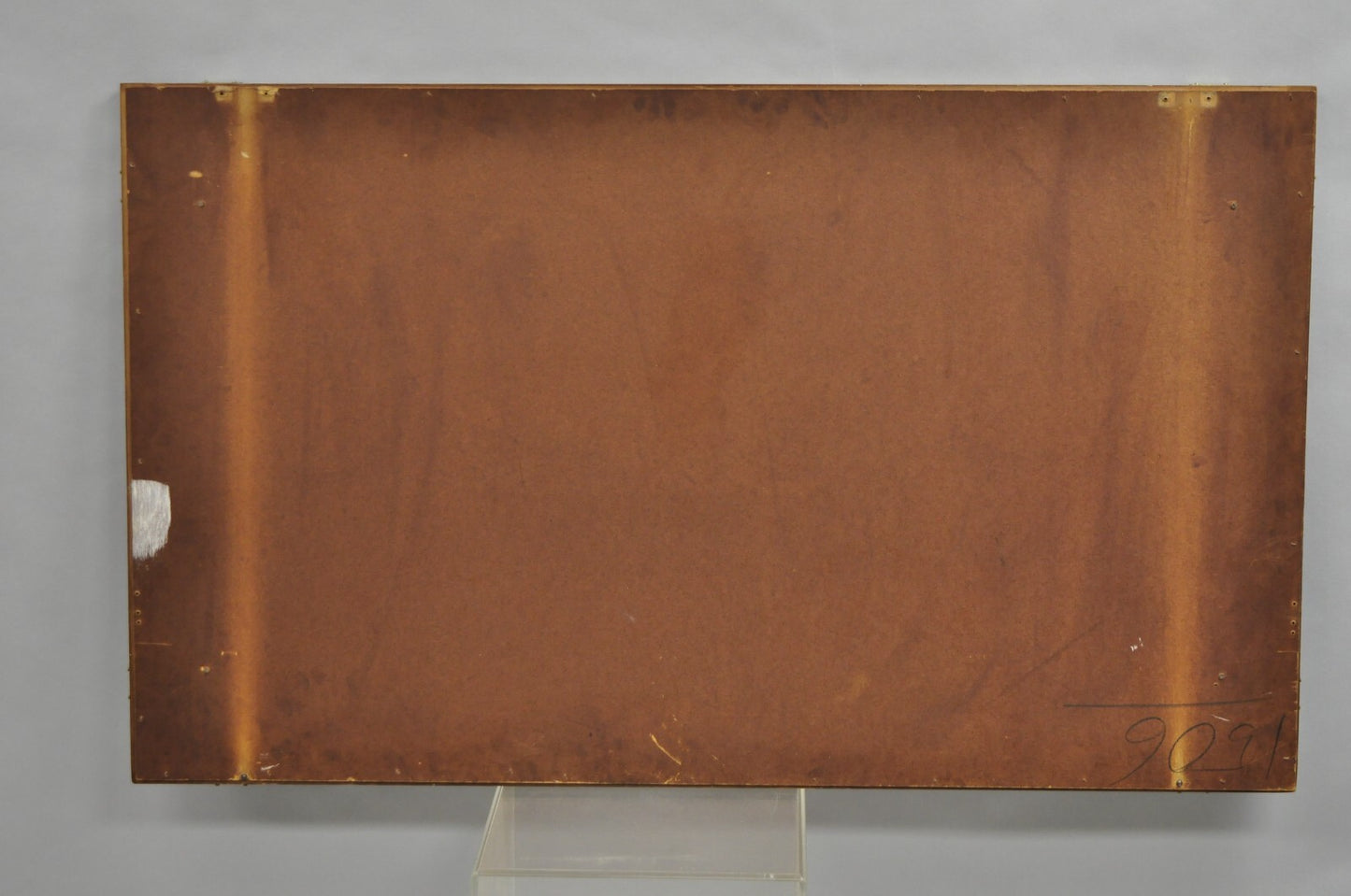 Vintage Mid Century Modern Large Wall Mirror with Raised Sculpted Walnut Accents