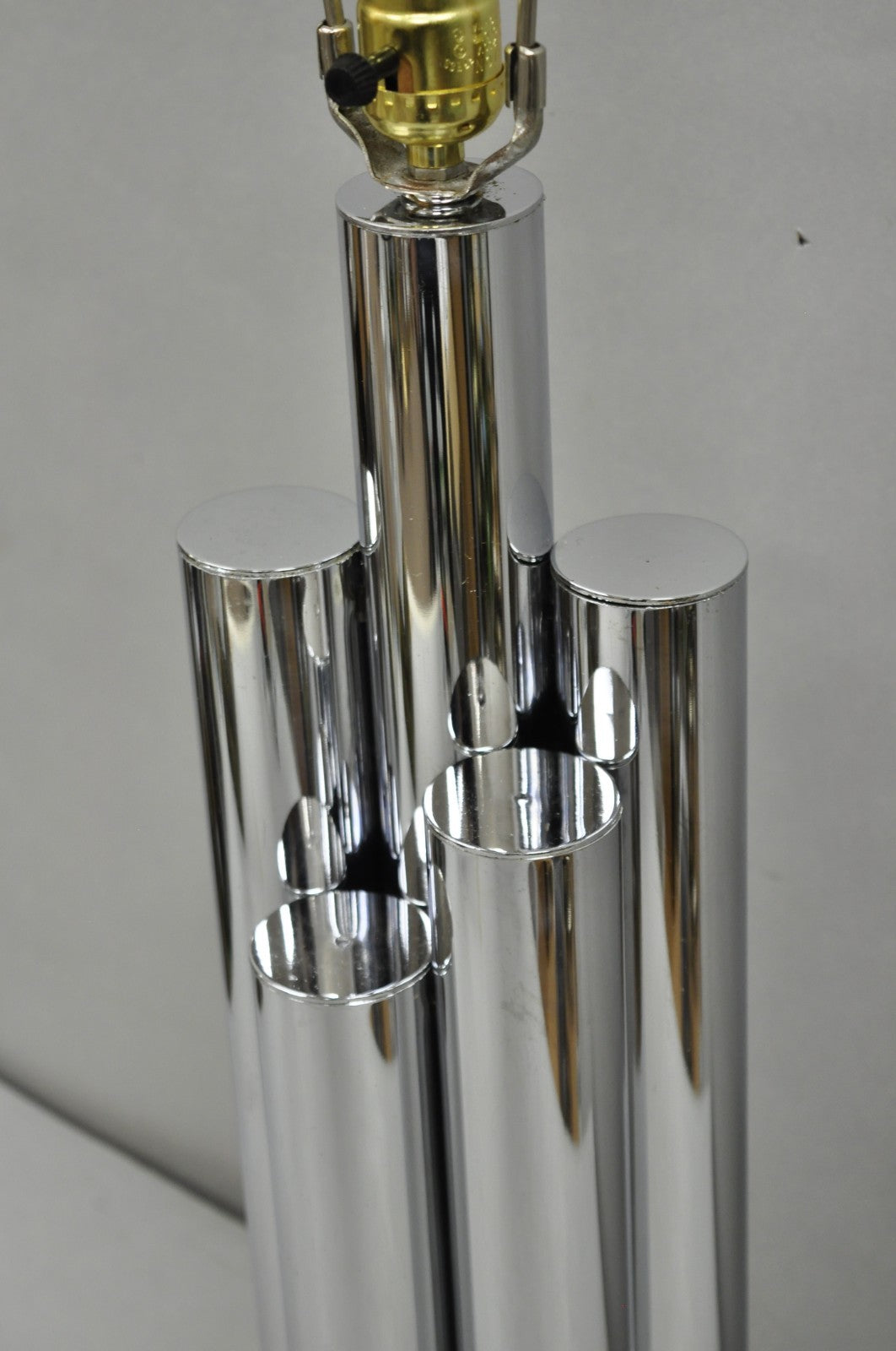 Vintage Mid Century Modern Sculptural Stacked Chrome Skyscraper Table Lamp