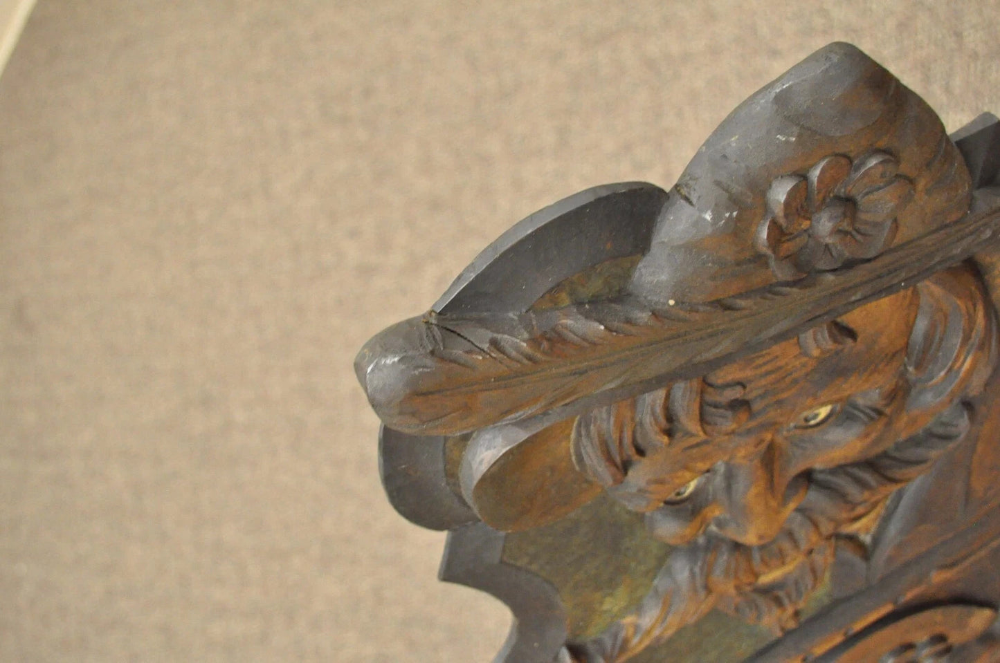 Antique Medieval Gothic Hand Carved Wood Figural Musician Bard Tavern Side Chair