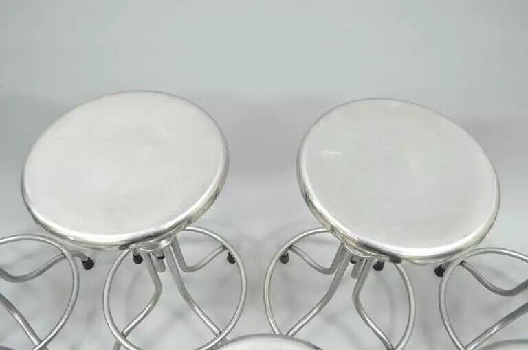 Vintage Stainless Steel American Industrial Modern Steampunk Adjustable Stool