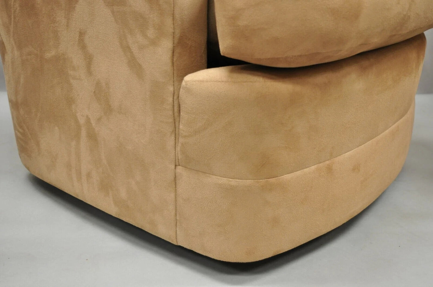 Vintage Mid Century Modern Brown Upholstered Swivel Lounge Club Chairs - a Pair