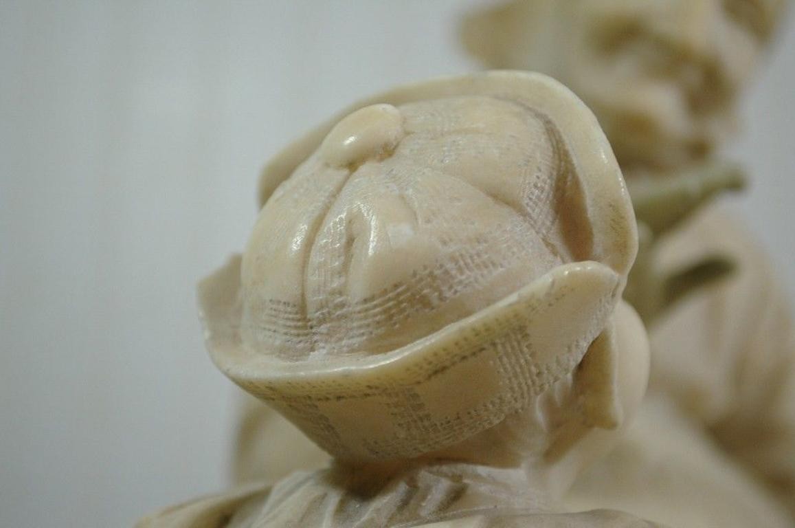 E Battiglia La Favola Della Nonna Alabaster Italian Sculpture Tale of Grandma