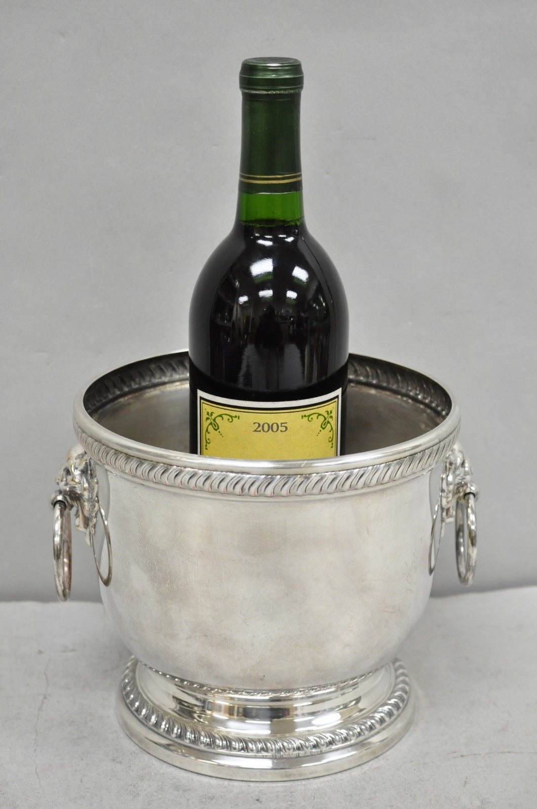 Poole English Regency Silver Plated Lion Head Champagne Chiller Ice Bucket