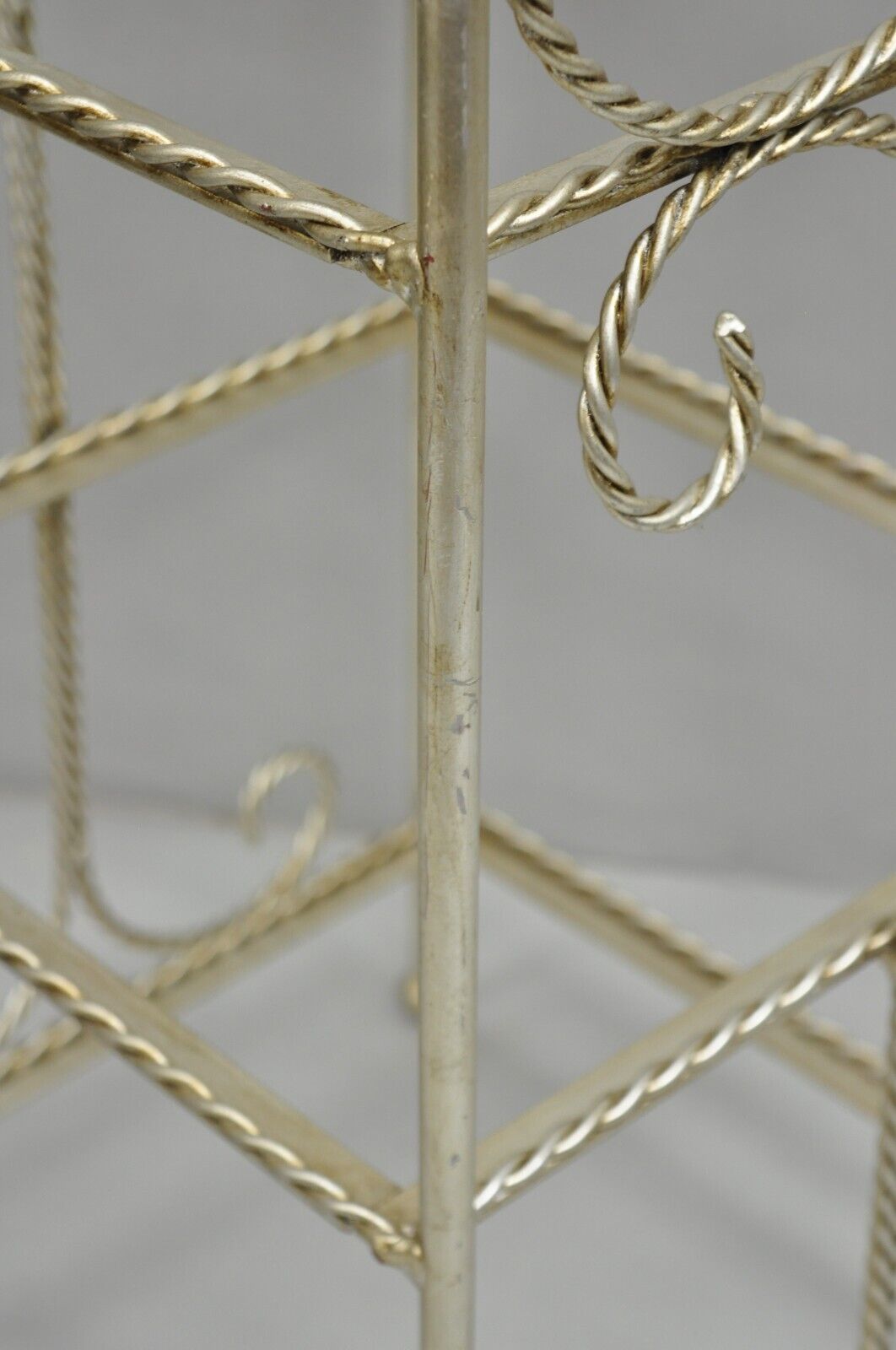 Italian Hollywood Regency Silver Iron Tassel 3 Tier Etagere Towel Rack Stand