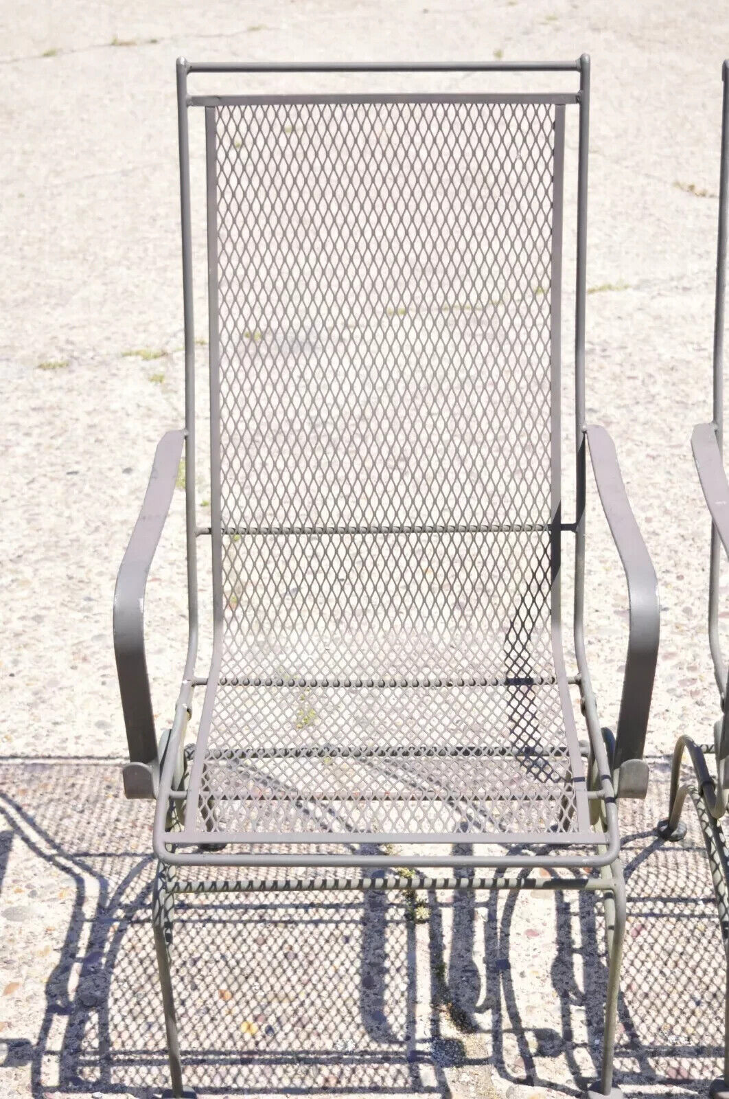 Woodard Bradford Collection Spring High Back Wrought Iron Patio Chairs - a Pair