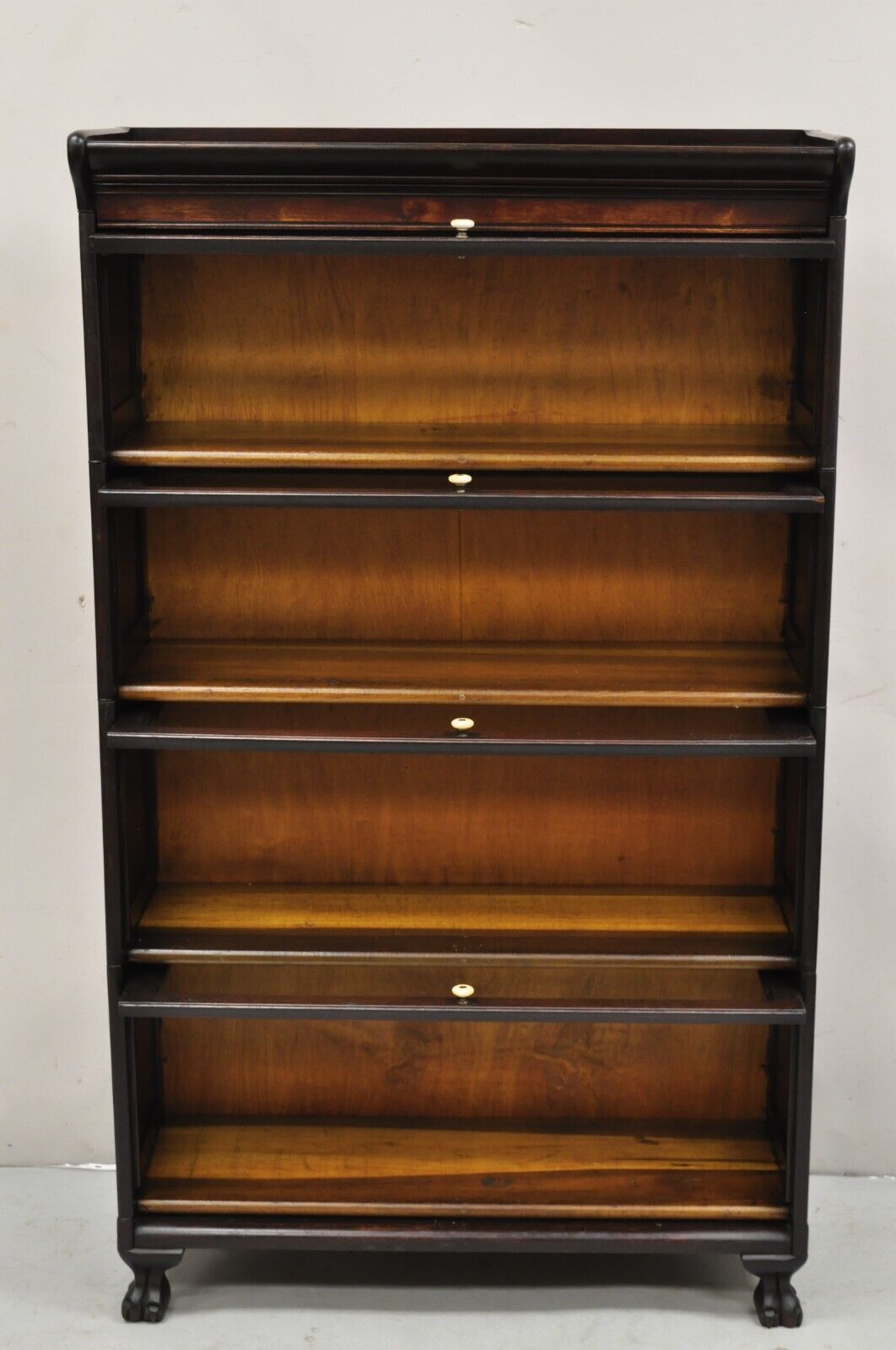 Antique American Empire Style Mahogany 4 Section Stacking Barrister Bookcase