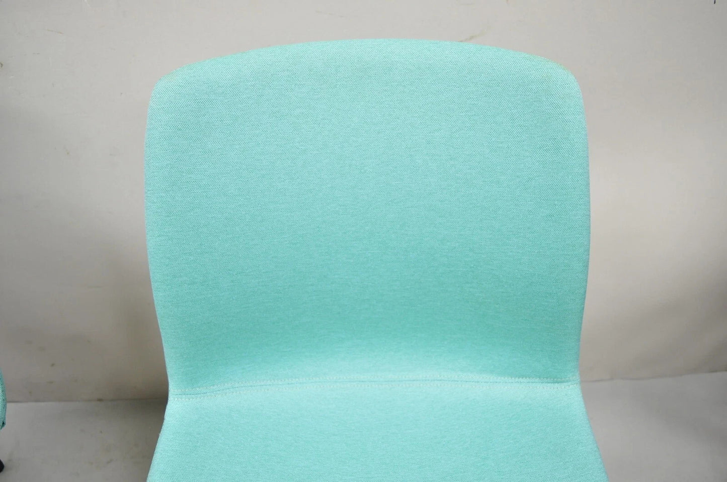 Contemporary Modern Hairpin Swivel Base Blue Upholstered Side Chair by OFS, Pair