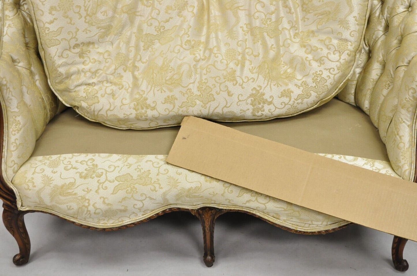 Antique French Louis XV Style Carved Walnut Serpentine Settee Sofa Loveseat