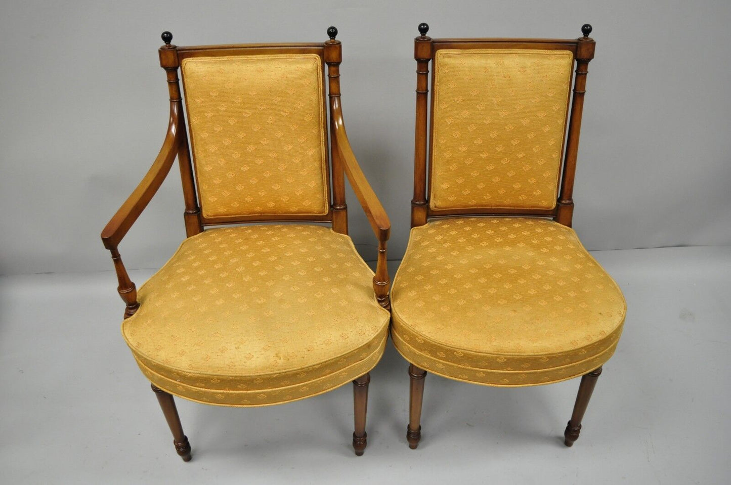 Maslow Freen French Empire Style Mahogany Upholstered Dining Chairs - Set of 8
