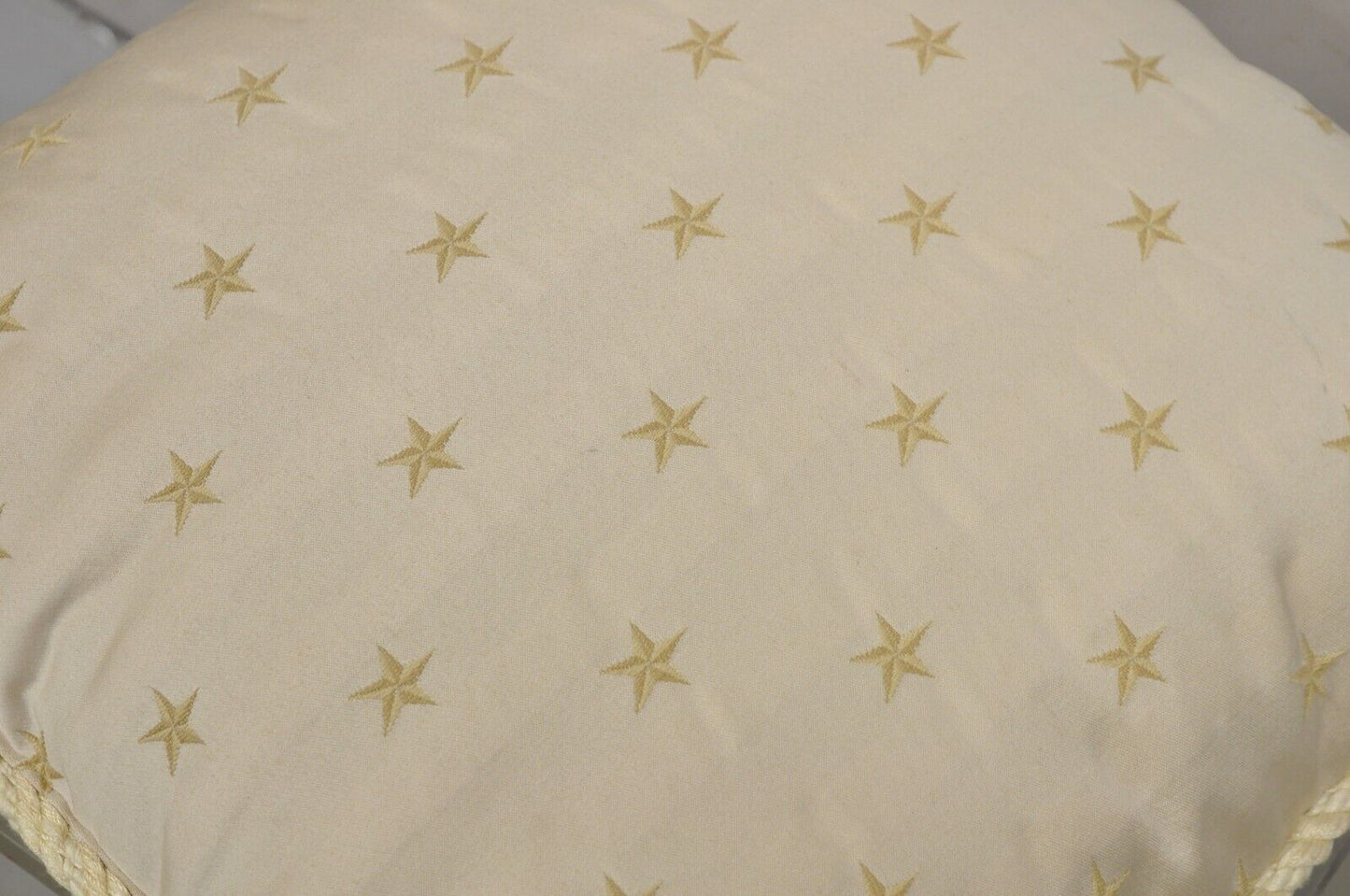 Ethan Allen Neoclassical Style Gold Star Stripe 17" Square Throw Pillows - 2 Pcs