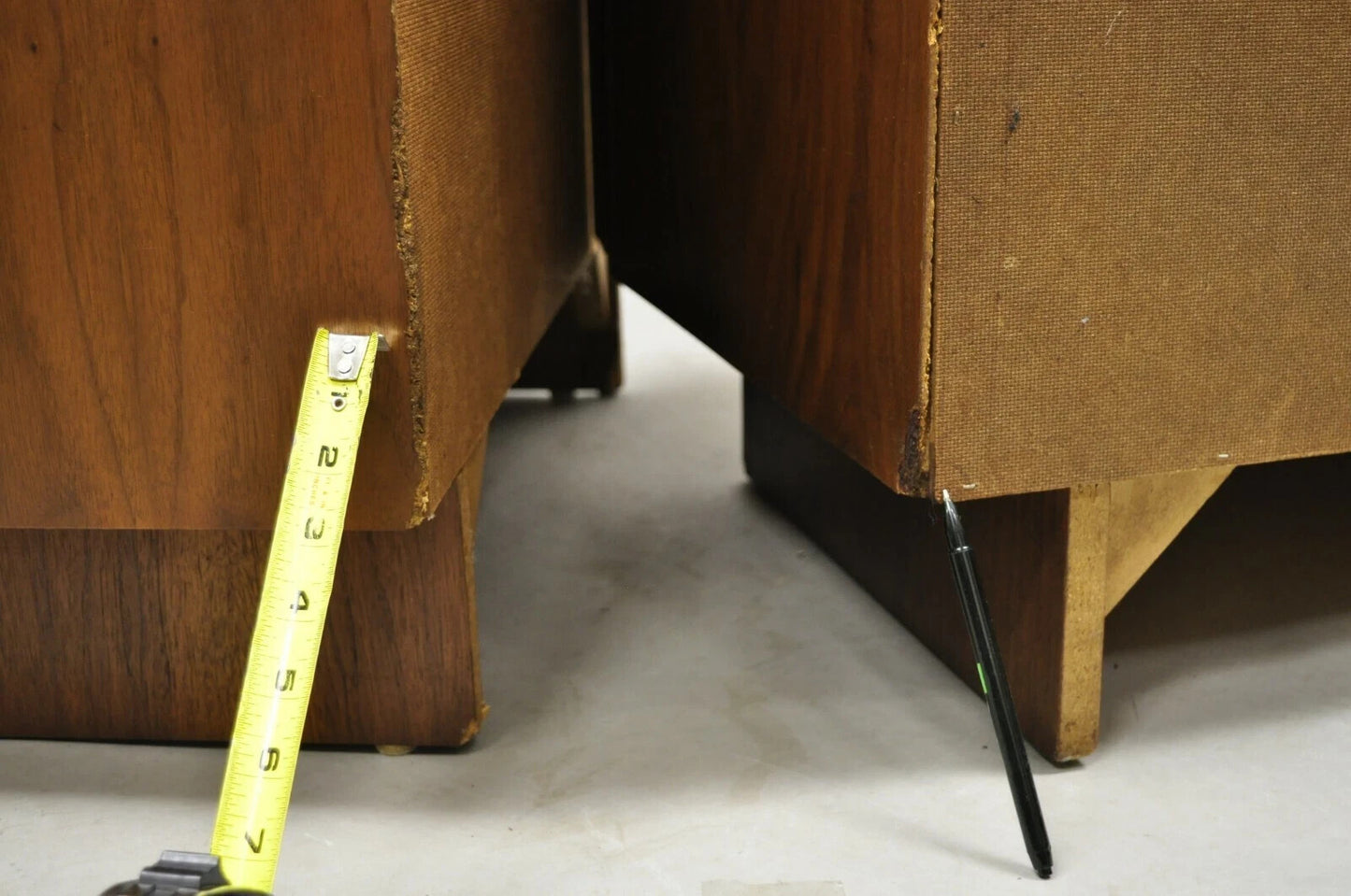 Vintage Mid Century Modern Sculpted Walnut Nightstand Cabinets by Tobago - Pair