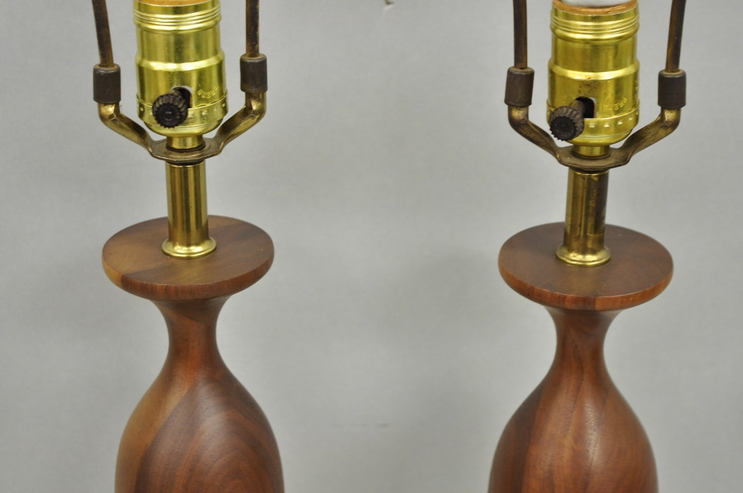 Vintage Mid Century Modern Tony Paul for Westwood Walnut Table Lamps - a Pair