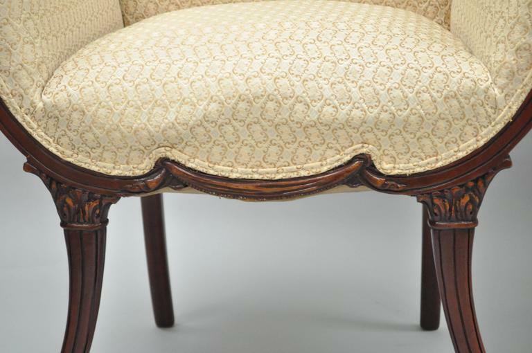 Vintage Hollywood Regency French Style Mahogany Saber Leg Lounge Chairs - a Pair