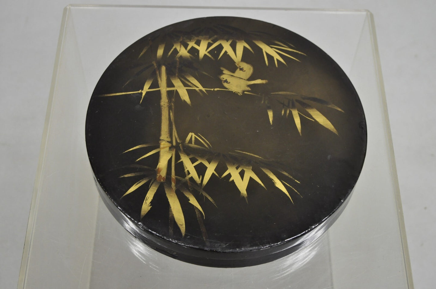 Vintage Japanese Porcelain Sweet Meat Serving Dish Set in Black Lacquer Box