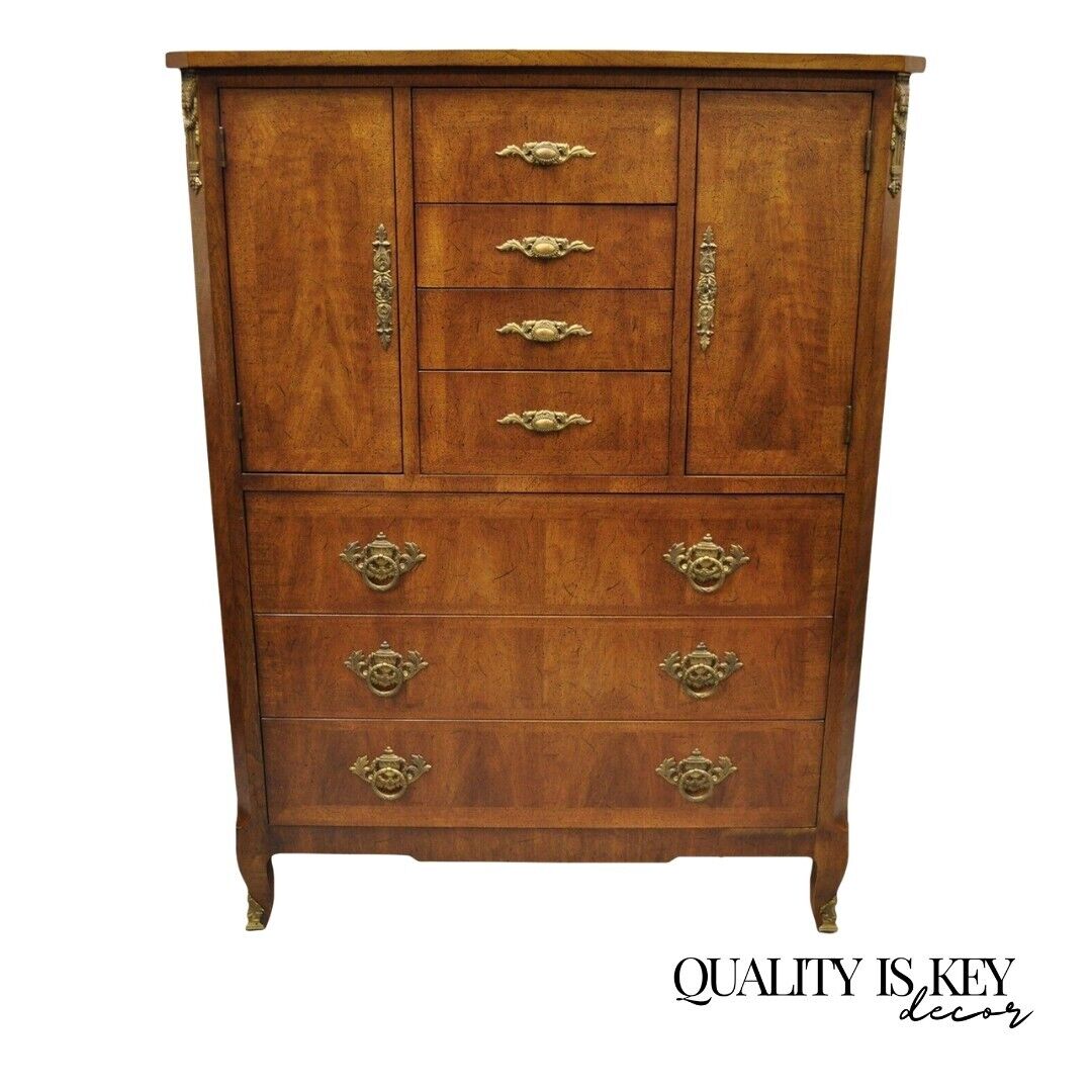 Vintage Henredon French Louis XV Style Banded Walnut Tall Chest Dresse Quality is Key Decor Vintage Henredon French Louis XV Style Banded Walnut Tall Chest Dresse Quality is Key Decor