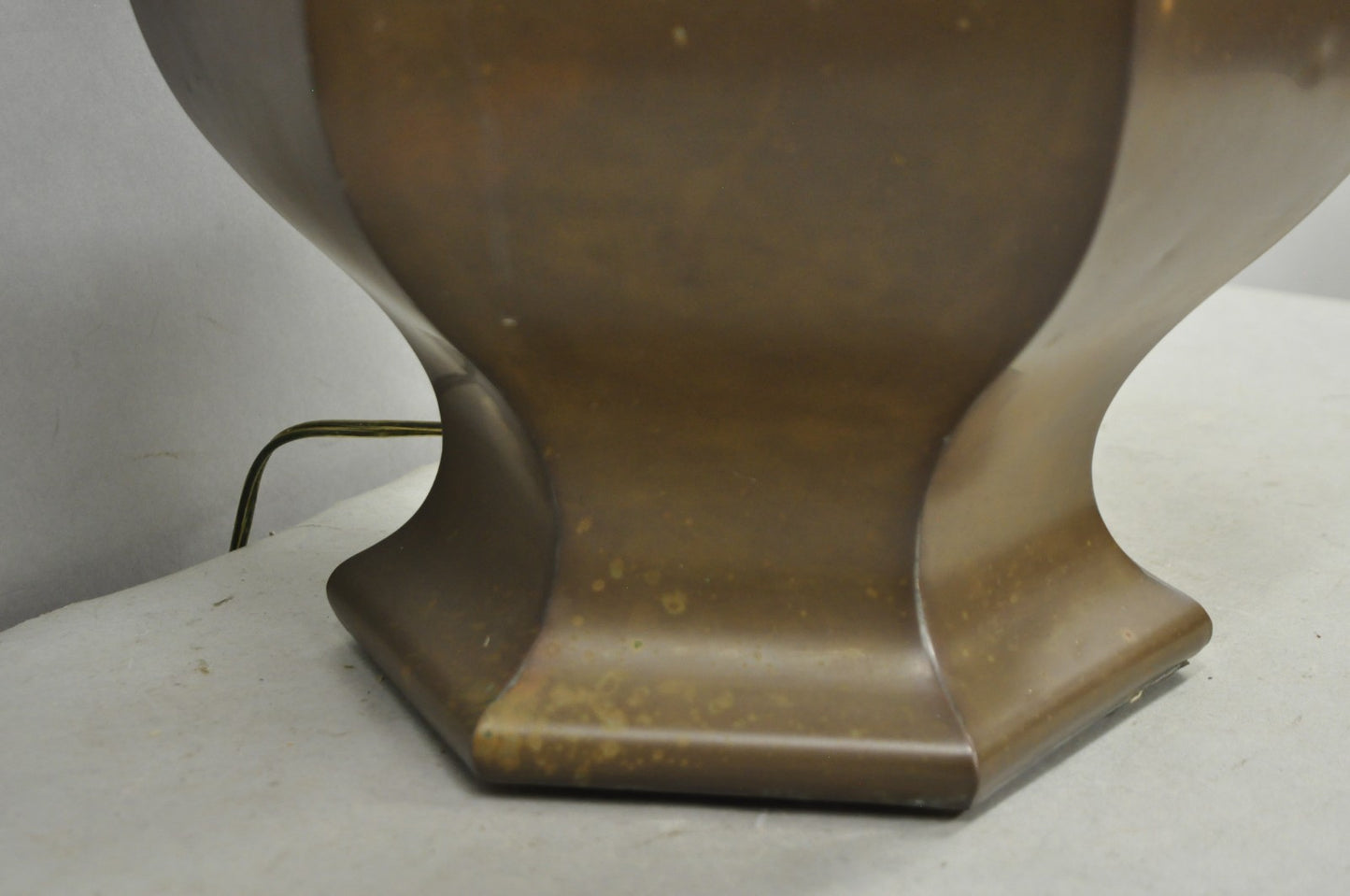 Vintage Chinoiserie Patinated Copper Hexagonal Oriental Ginger Jar Table Lamp