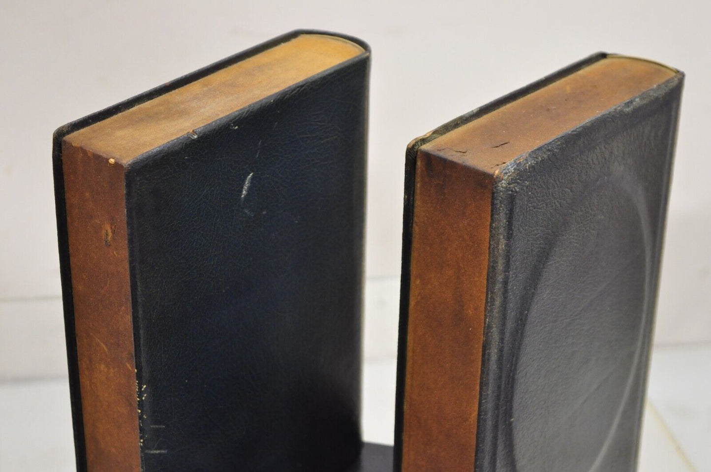 Vintage Italian Green Leather Bound "Patent Law" Faux Book Bookends (C) - Pair