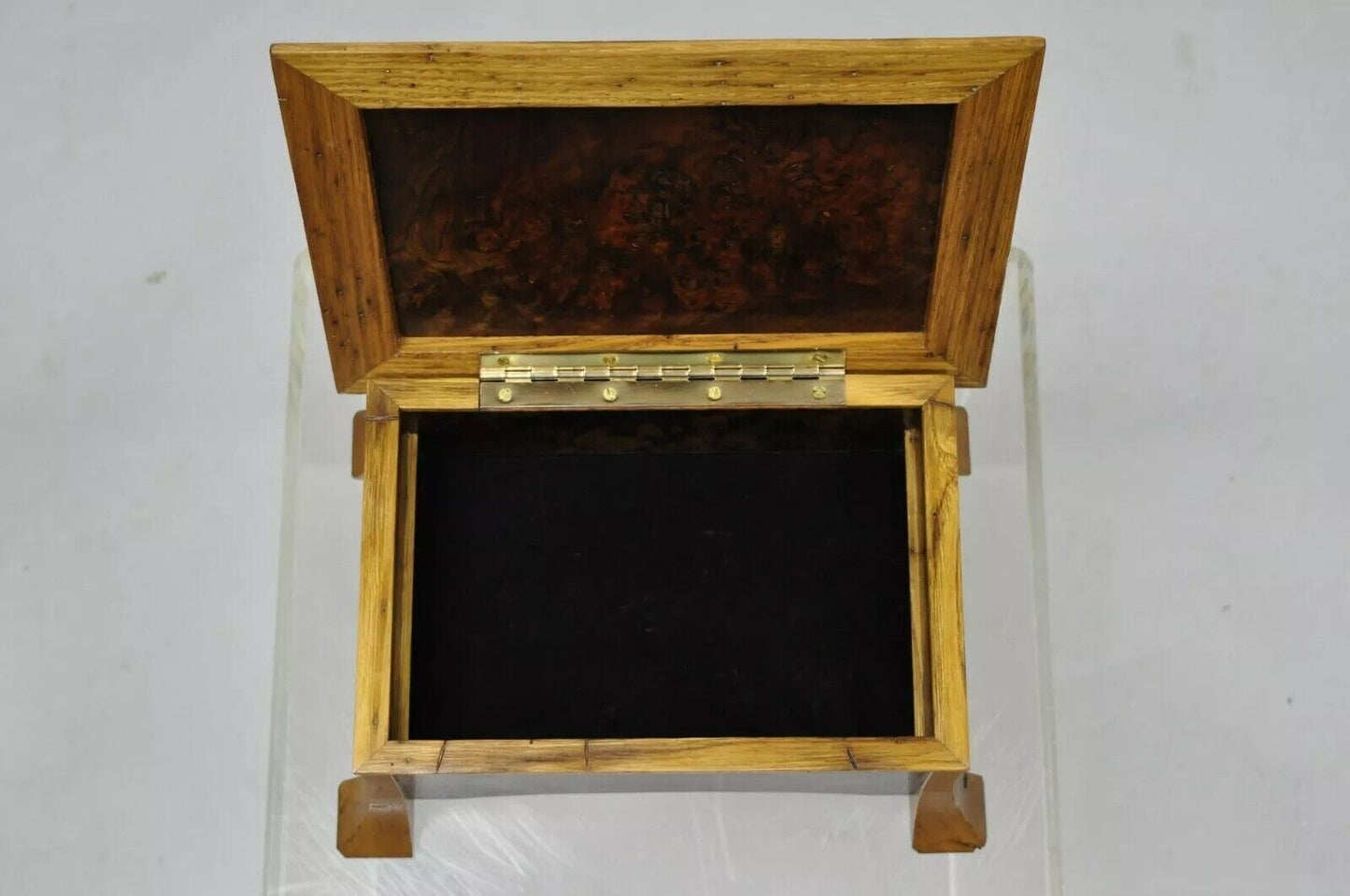 French Art Nouveau Style Handcrafted Elm Burl Wood Jewelry Box by William Mowry