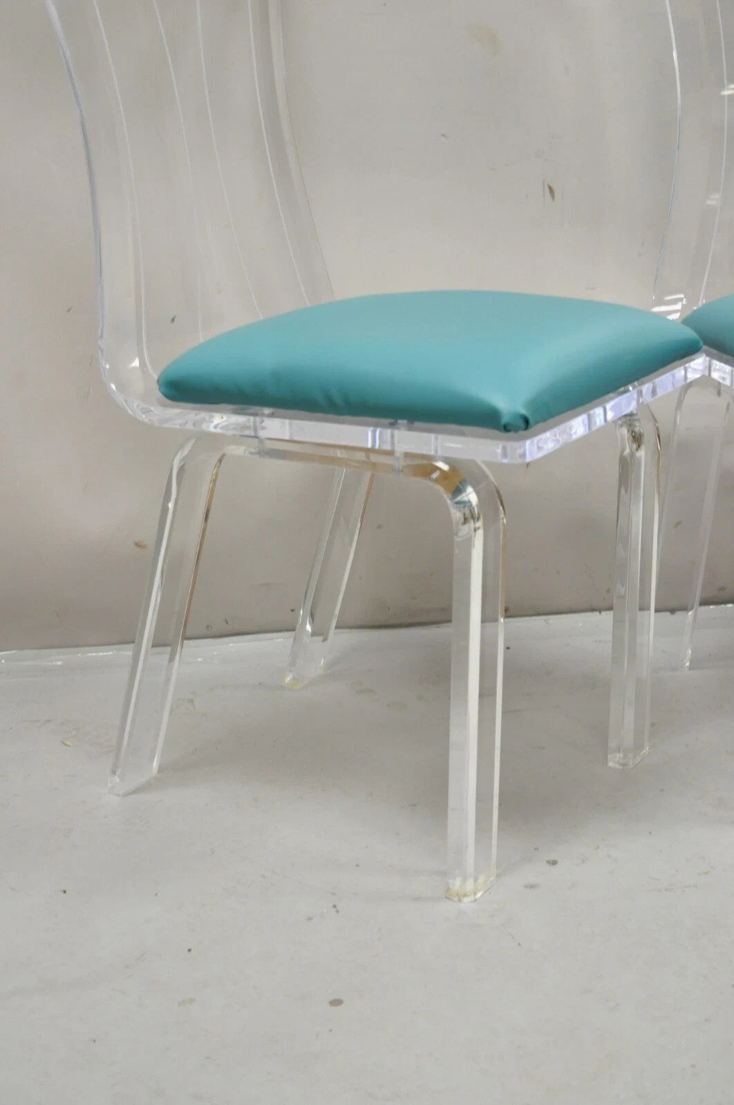 Vintage Mid Century Modern Sculptural Lucite Dining Table & 4 Chairs - 5 Pc Set