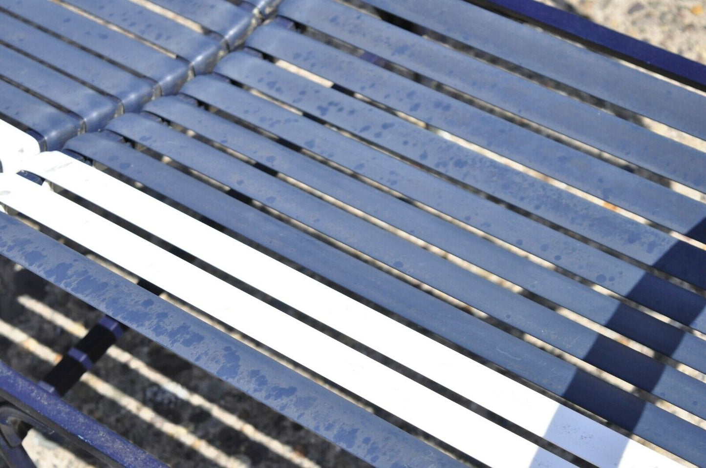 Vintage Faux Bamboo Aluminum Vinyl Strap Blue Garden Patio Loveseat Settee