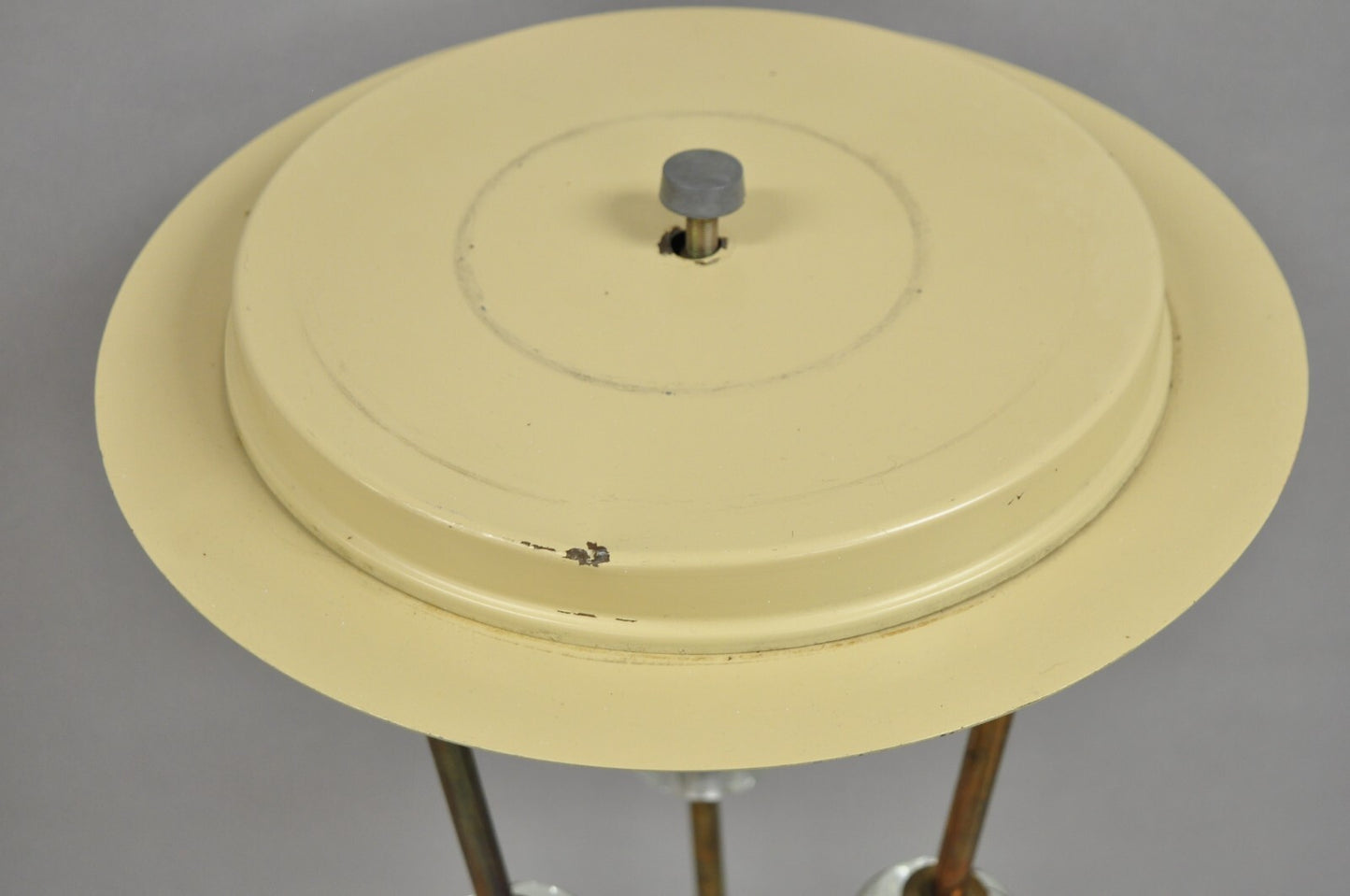 Vintage Mid Century Italian Modern Brass and Glass Sphere Tripod Tall Table Lamp