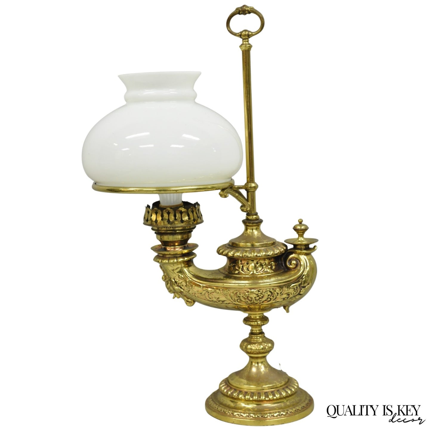 Antique Wild & Wessel Italian Classical Style Brass Figural Lantern Desk Lamp