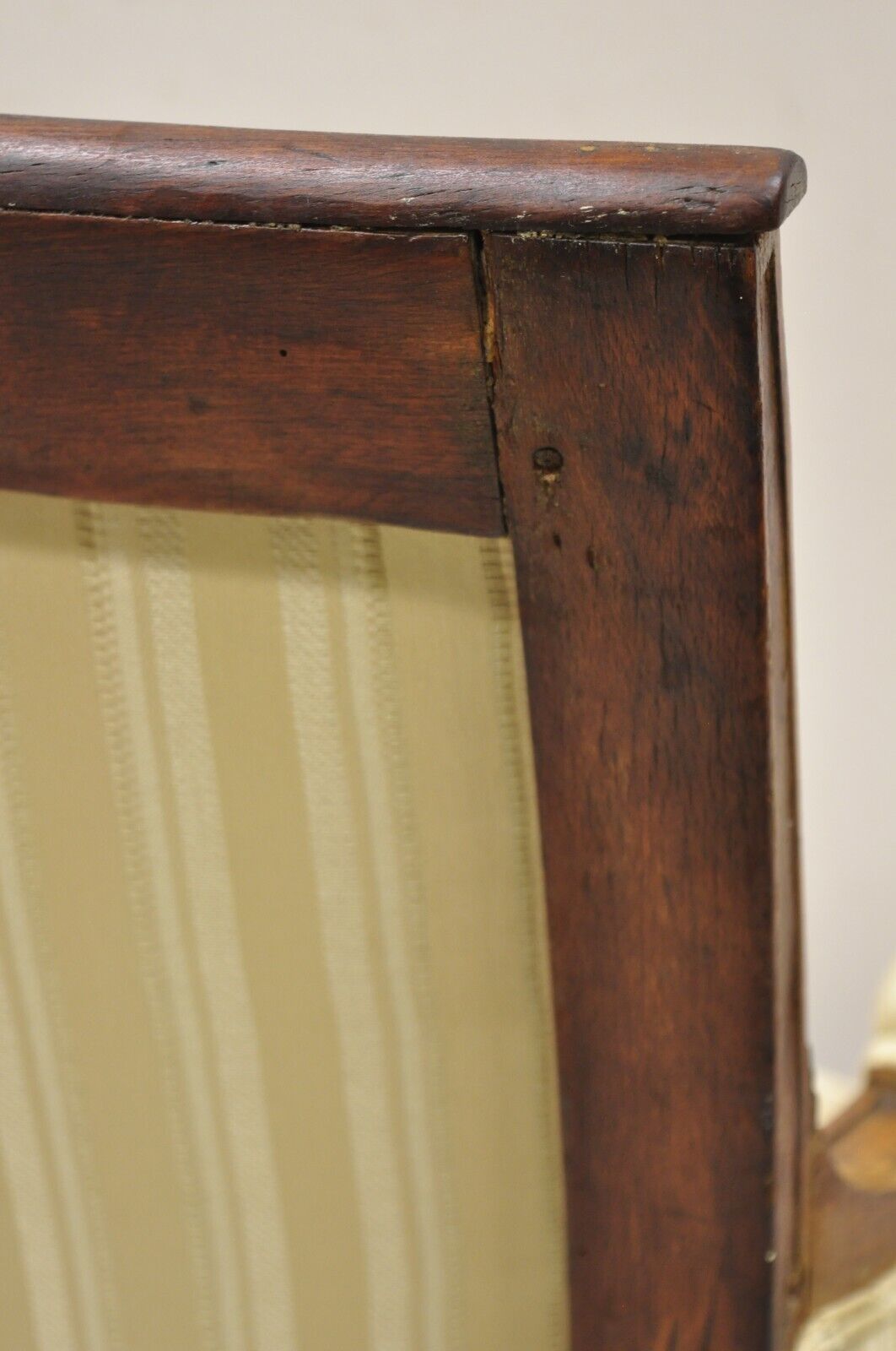 19th C. French Louis XVI Neoclassical Style Walnut Bergere Club Lounge Arm Chair