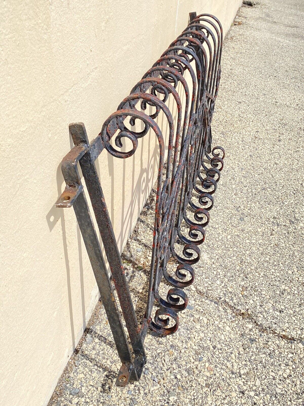 Antique Art Nouveau Black Wrought Iron Heart and Scroll 23x52 Garden Fence Gate