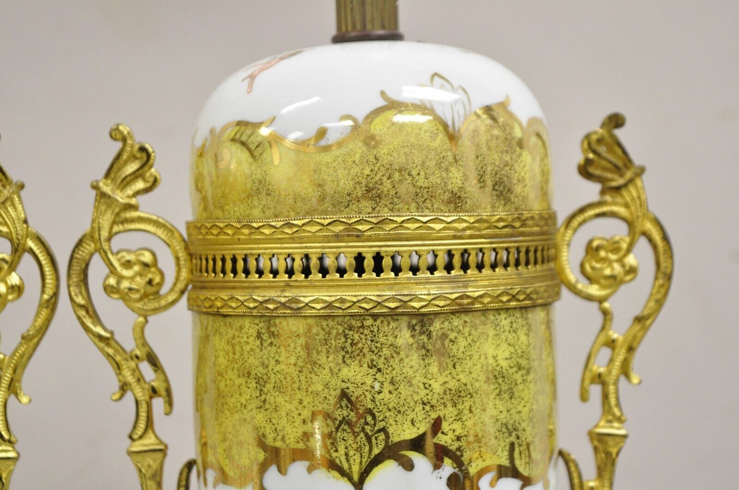 French Louis XV Hand Painted Porcelain Sevres Women Musicians Table Lamp - Pair