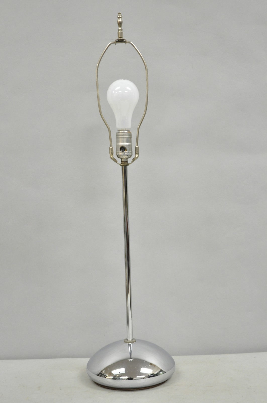 Vintage Mid Century Modern Chrome Modernist Table Lamp w/ Sculpted Base