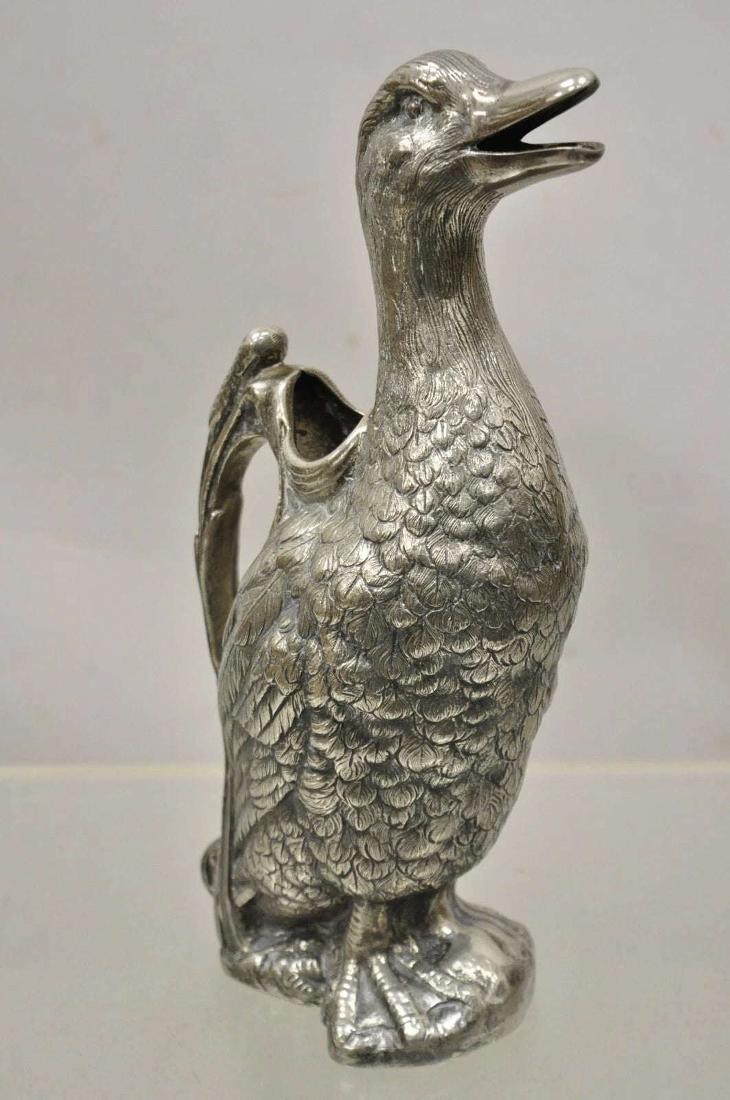 Vintage Figural Duck Mallard Silver Plated Water Pitcher Decanter by Alpaca
