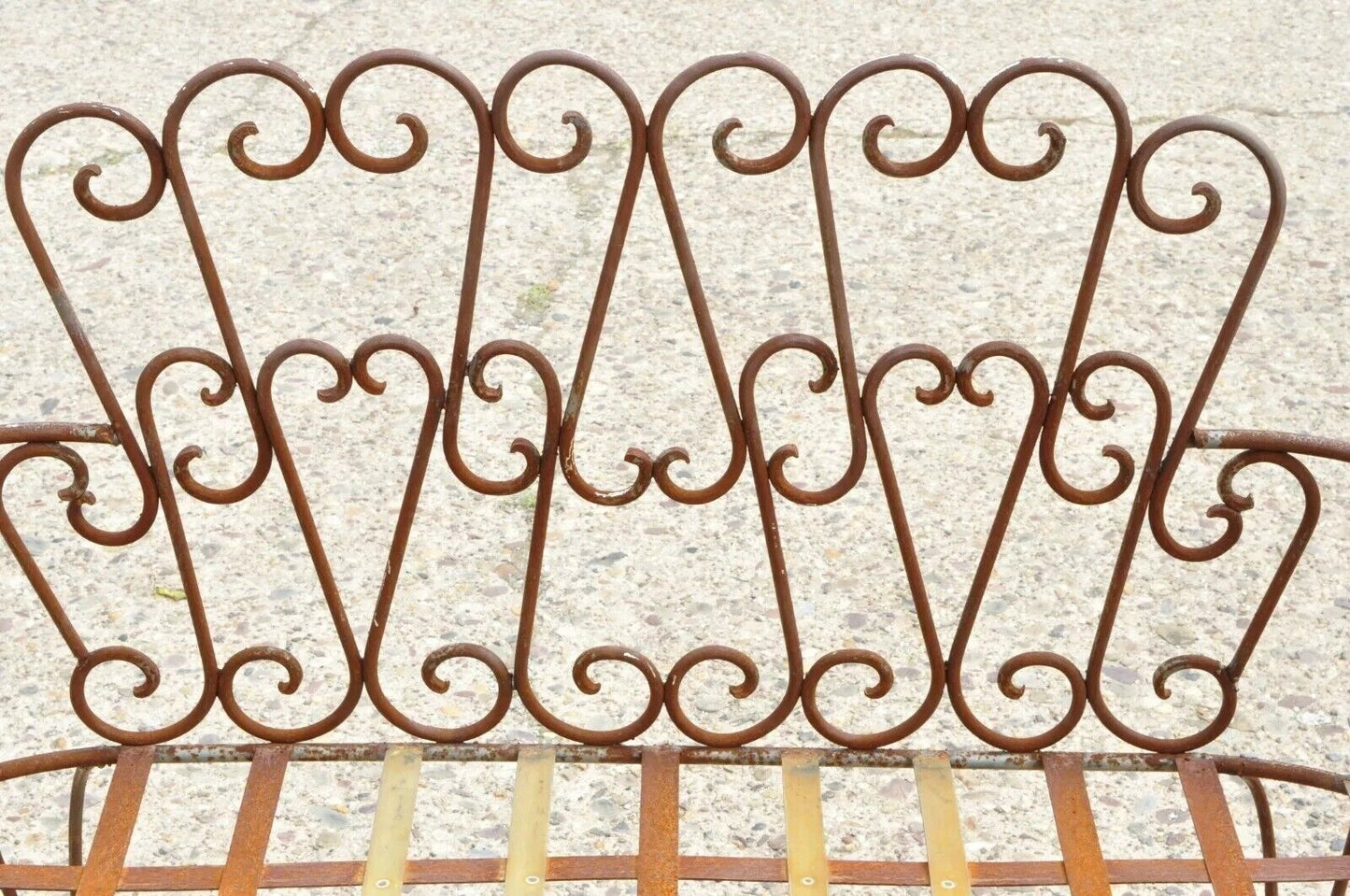 Vintage Victorian Style Fancy Scrolling Wrought Iron Garden Patio Bench Loveseat