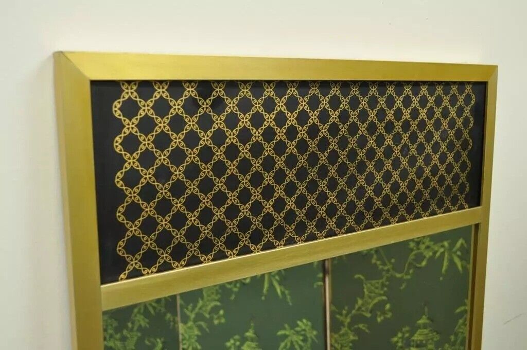 Vintage Mid Century Modern 52" Rectangular Metal Frame Brass Finish Wall Mirror