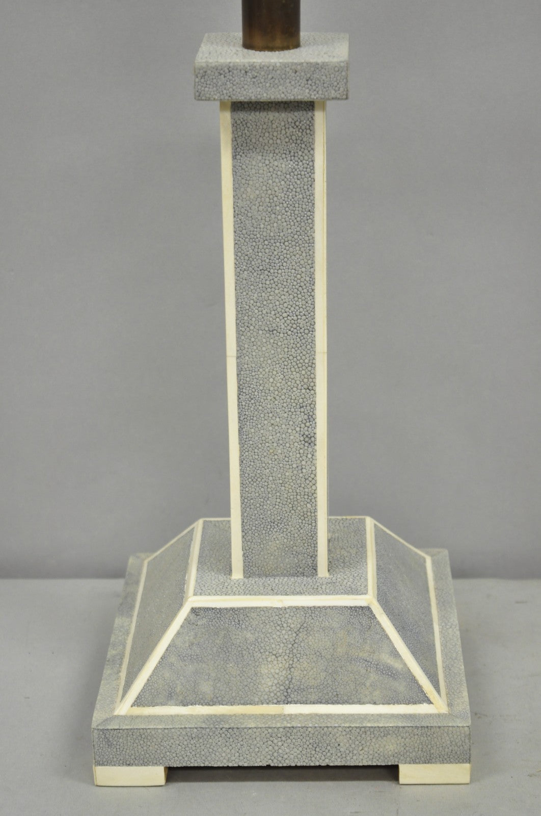 Vintage Faux Shagreen Sharkskin Column Gray Art Deco Style Decorator Table Lamp