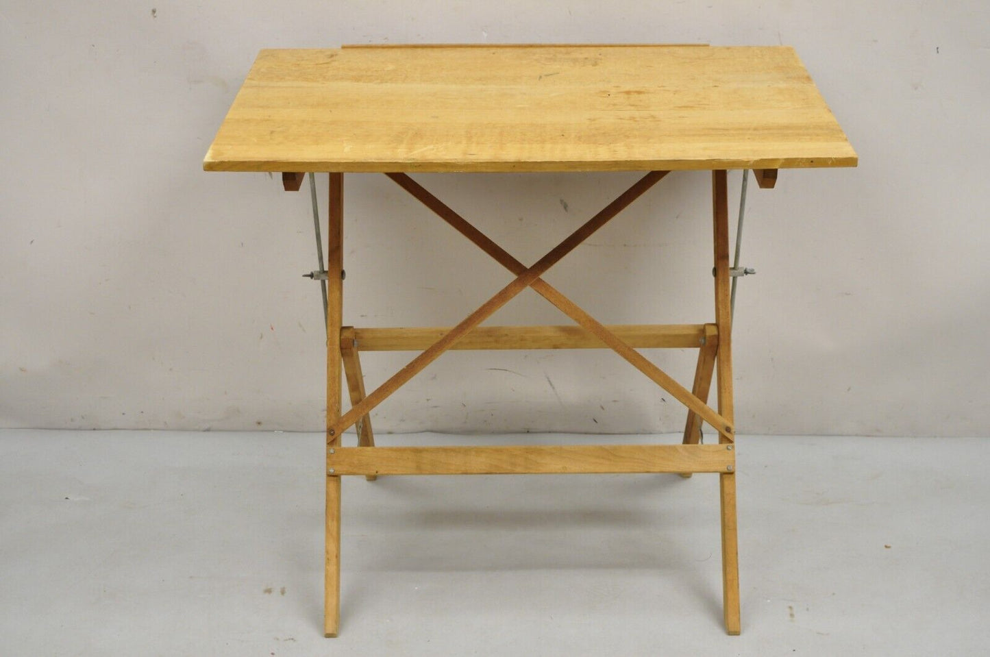 Vintage Anco Bilt Folding Solid Wood Industrial Drafting Table Writing Desk