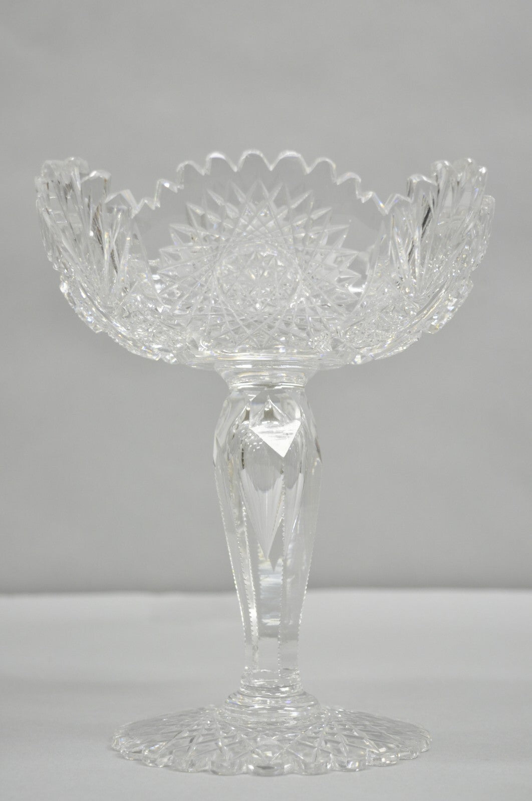 Antique Brilliant Cut Crystal Glass Candy Compote Pedestal Nut Dish - a Pair